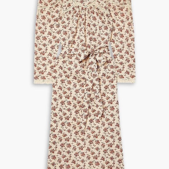 DÔEN Gabrielle lace-trimmed floral-print cotton-voile maxi dress medium m doen - Picture 3 of 5